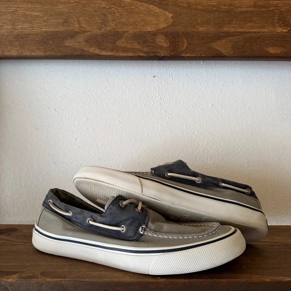 Sperry Bahama II Boat Shoes Sneakers Men's US 10 Gray Navy Canvas STS22018